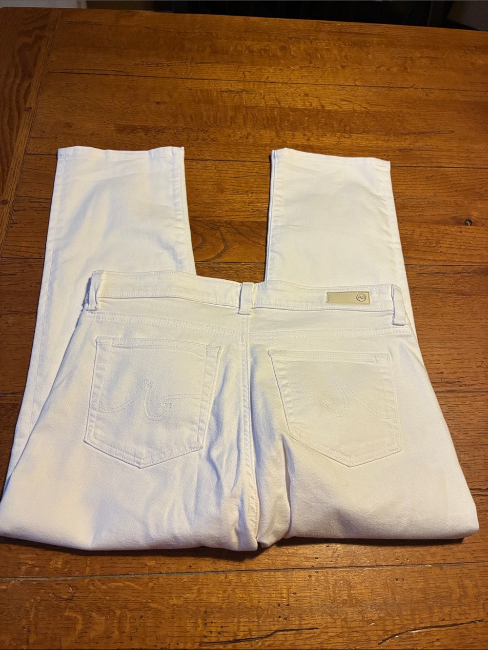 AG Adriano Goldschmied White Mari Mid-Rise Slim Straight Jeans